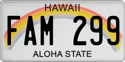 HI license plate FAM299