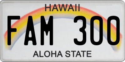 HI license plate FAM300