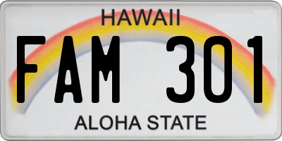 HI license plate FAM301