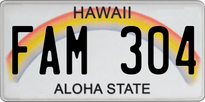HI license plate FAM304