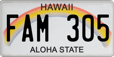 HI license plate FAM305