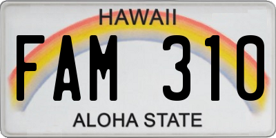 HI license plate FAM310