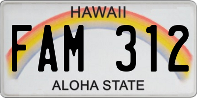 HI license plate FAM312