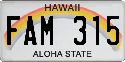 HI license plate FAM315