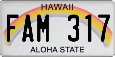 HI license plate FAM317