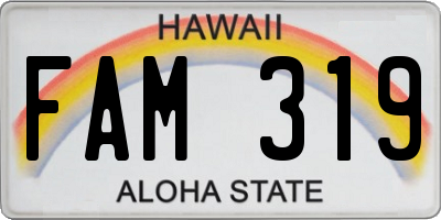 HI license plate FAM319