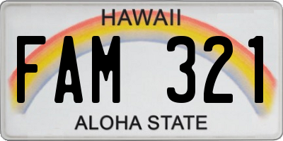 HI license plate FAM321