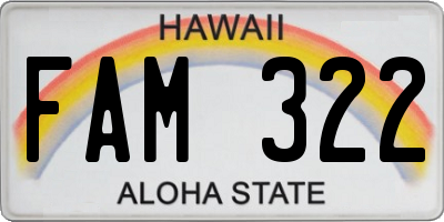 HI license plate FAM322
