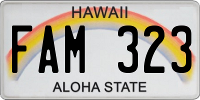 HI license plate FAM323