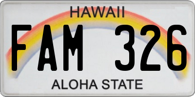 HI license plate FAM326