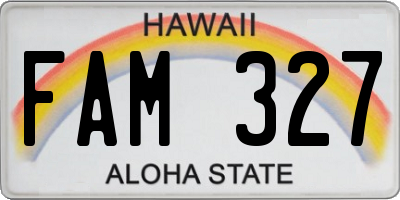 HI license plate FAM327