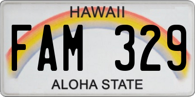 HI license plate FAM329