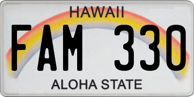 HI license plate FAM330