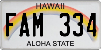 HI license plate FAM334