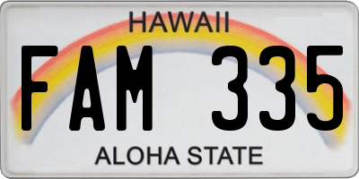 HI license plate FAM335