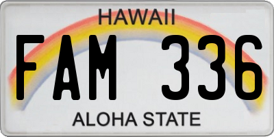 HI license plate FAM336