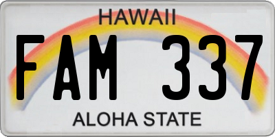 HI license plate FAM337