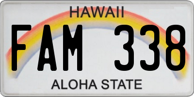 HI license plate FAM338