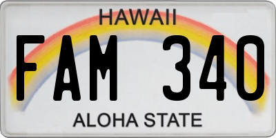 HI license plate FAM340