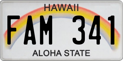 HI license plate FAM341