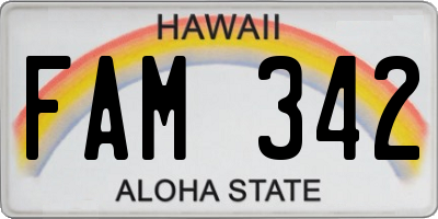 HI license plate FAM342
