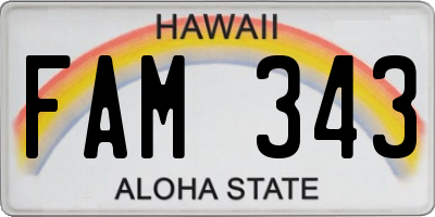 HI license plate FAM343