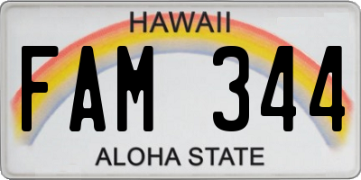 HI license plate FAM344
