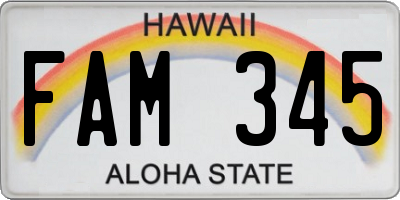 HI license plate FAM345