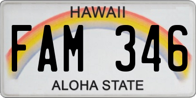 HI license plate FAM346