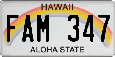 HI license plate FAM347