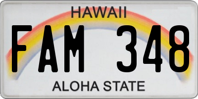 HI license plate FAM348