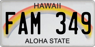 HI license plate FAM349