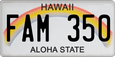 HI license plate FAM350