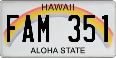 HI license plate FAM351