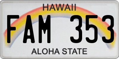 HI license plate FAM353