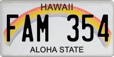 HI license plate FAM354