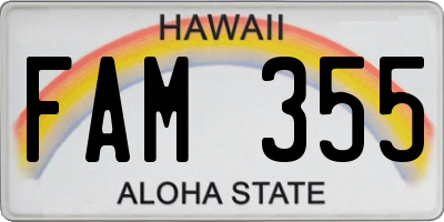 HI license plate FAM355