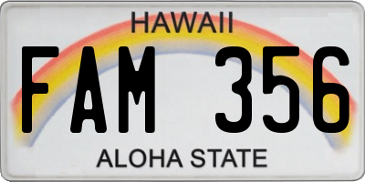 HI license plate FAM356