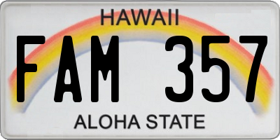 HI license plate FAM357