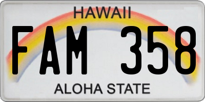 HI license plate FAM358