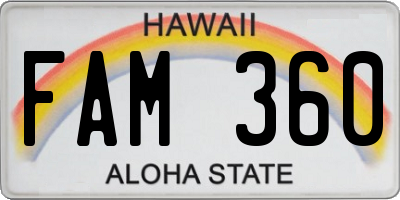 HI license plate FAM360