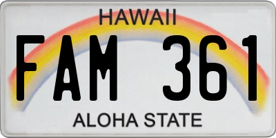 HI license plate FAM361
