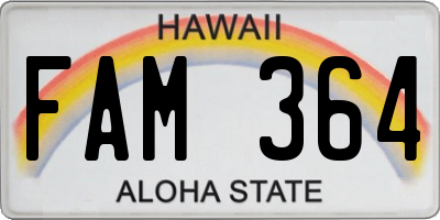 HI license plate FAM364