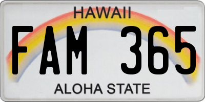 HI license plate FAM365