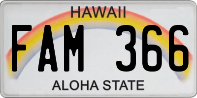 HI license plate FAM366