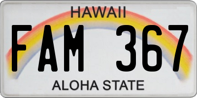 HI license plate FAM367