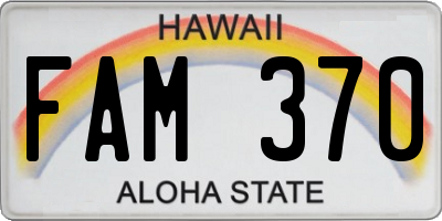 HI license plate FAM370