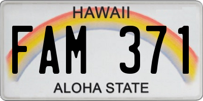 HI license plate FAM371