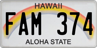 HI license plate FAM374