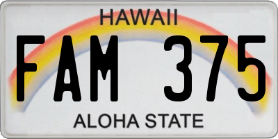 HI license plate FAM375